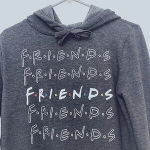 FRIENDS Cropped Hoodie Size Small Gray with Logo Super Soft Long Sleeve EUC